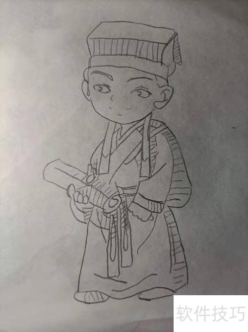 赶考书生简笔画步骤教学