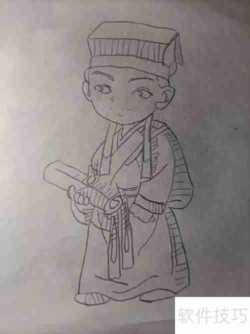 赶考的书生简笔画教程