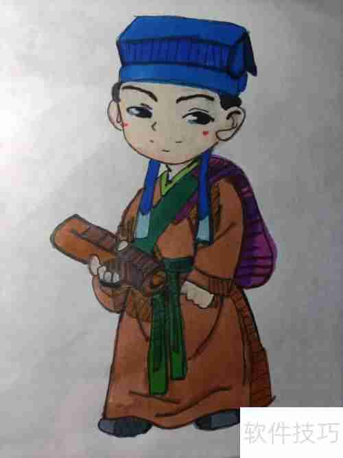 赶考的书生简笔画教程