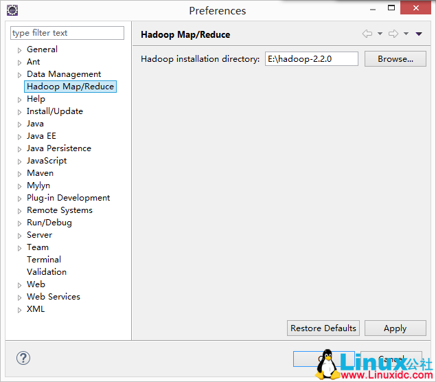 Windows 8.0上Eclipse 4.4.0 配置CentOS 6.5 上的Hadoop2.2.0开发环境