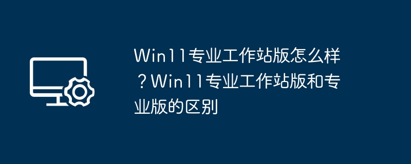 Win11专业工作站版性能如何？与专业版有何不同