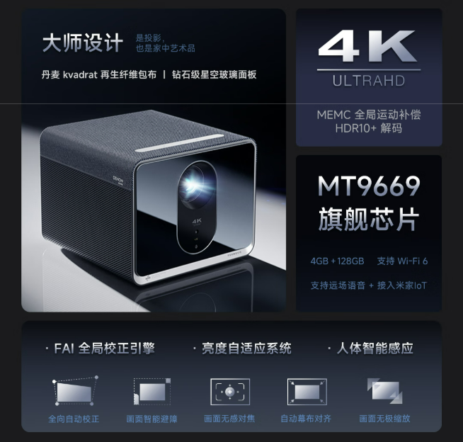 峰米X5 Pro 4K投影仪发布：2500CVIA流明亮度，售价7999元