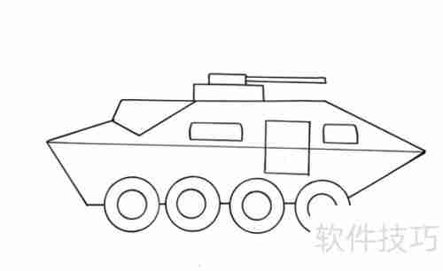 特警战车简笔画：硬核机甲风格