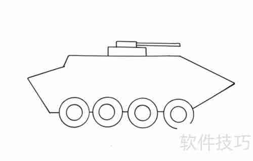 特警战车简笔画：硬核机甲风格