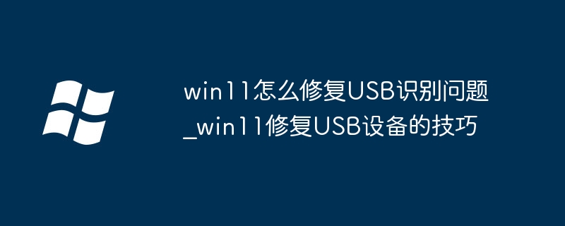 win11怎么修复USB识别问题_win11修复USB设备的技巧