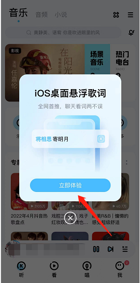 酷狗音乐iOS桌面悬浮歌词怎么设置