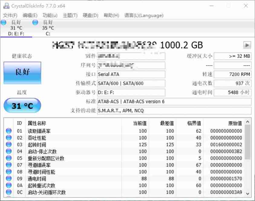 硬盘检测工具 CrystalDiskInfo