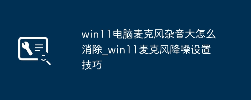 Win11麦克风杂音怎么消除？降噪设置技巧分享