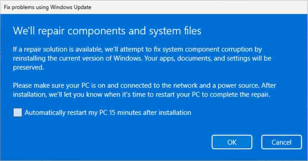 微软详解 “使用 Windows Update 修复问题”功能