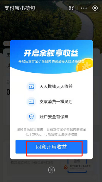 支付宝小荷包余额享收益功能怎么开启