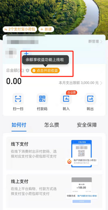 支付宝小荷包余额享收益功能怎么开启