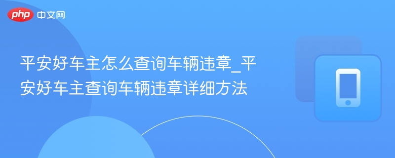 平安好车主怎么查询车辆违章_平安好车主查询车辆违章详细方法
