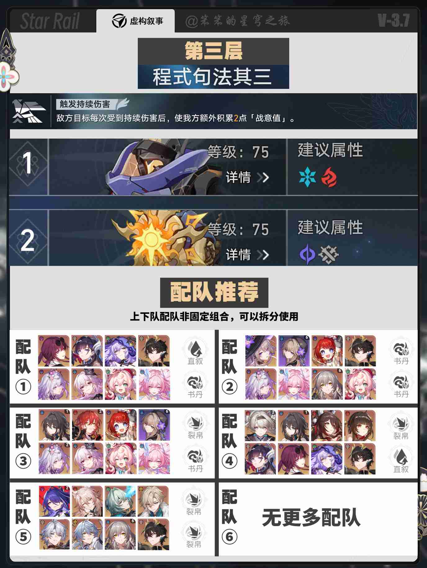 崩坏星穹铁道11月虚构叙事阵容推荐-星穹铁道程式句法虚构阵容怎么搭配