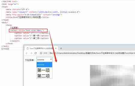 设置form下拉菜单字体大小