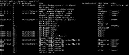 命令行查看不同系统的网卡信息