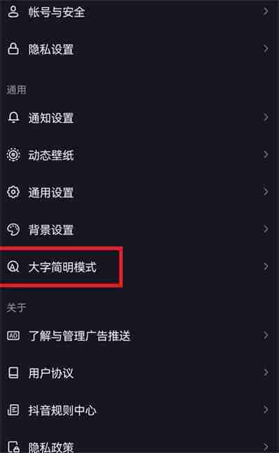 抖音怎么开启大字简明模式