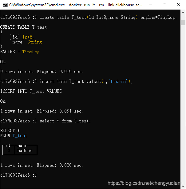Windows下Docker安装ClickHouse