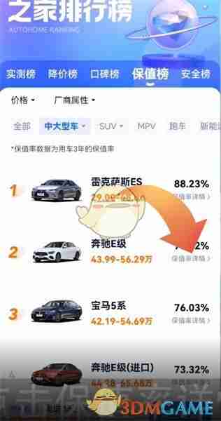 《汽车之家》查看保值率方法