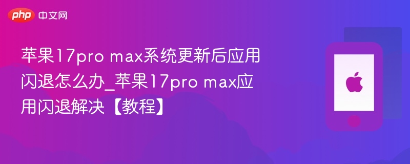 苹果17pro max系统更新后应用闪退怎么办_苹果17pro max应用闪退解决【教程】