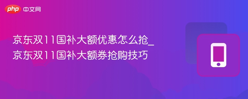 京东双11国补优惠怎么抢？技巧全解析