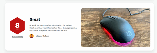 赛睿Rival 3二代游戏鼠标获IGN8分!平价神鼠!