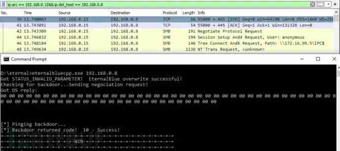 EternalBlueC:一款针对永恒之蓝的CC++实现工具