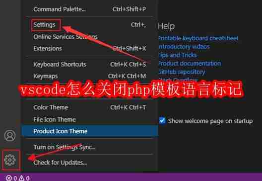 vscode怎么关闭php模板语言标记