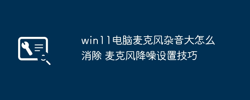 Win11麦克风杂音怎么消除？降噪设置技巧分享