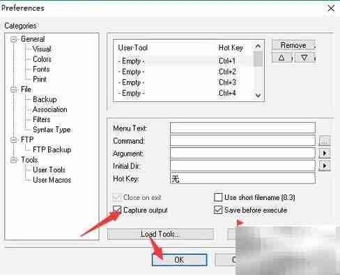 Crimson Editor输出捕获设置