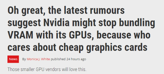 实在是太贵！曝英伟达断供厂商显存 显卡还要涨价