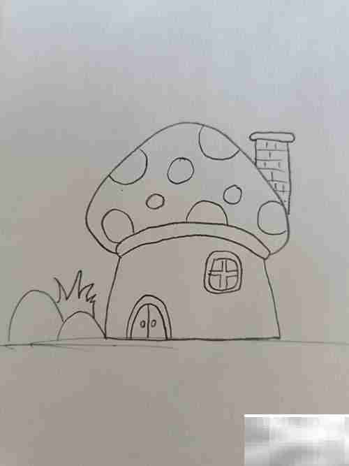 蘑菇小屋简笔画教程