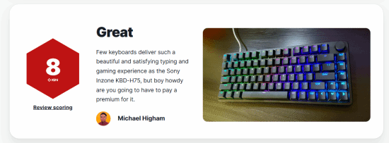 经典IG8！索尼新款游戏键盘获IGN8分好评 但是太贵