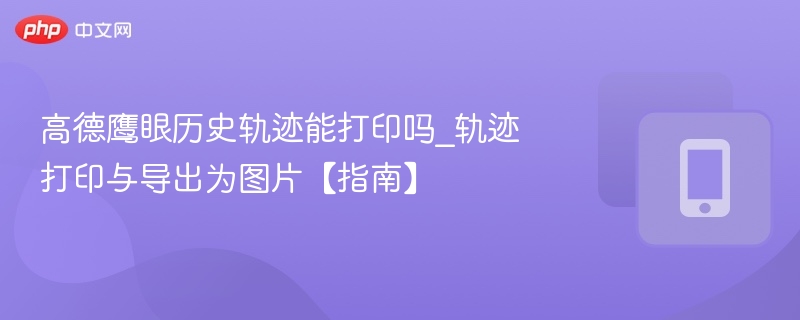 高德鹰眼历史轨迹能打印吗_轨迹打印与导出为图片【指南】
