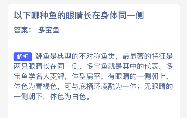 以下哪种鱼的眼睛长在身体同一侧