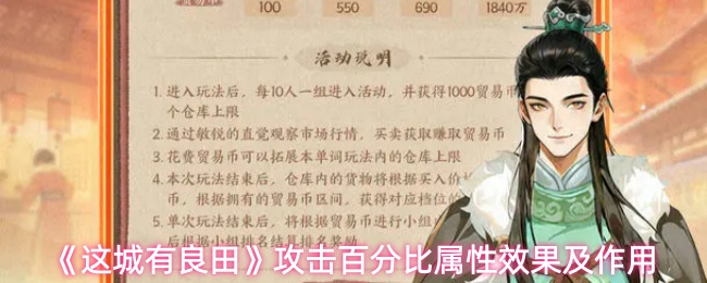 这城有良田攻击百分比属性有什么用-攻击百分比属性效果及作用