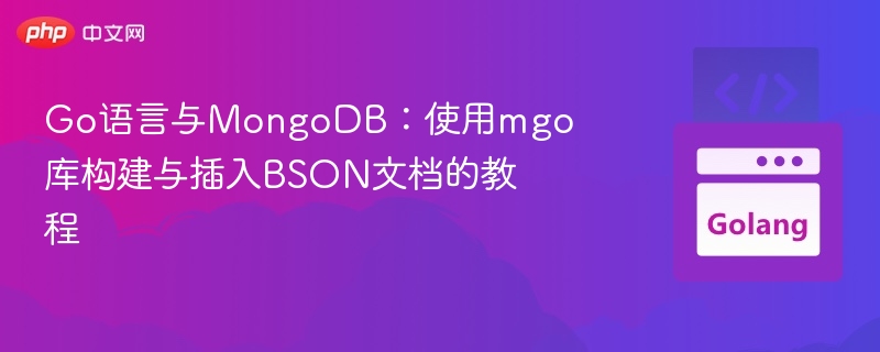 Go语言操作MongoDB：mgo库插入BSON教程