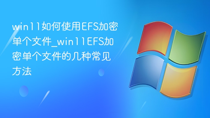 Win11如何加密单个文件？EFS加密方法大全