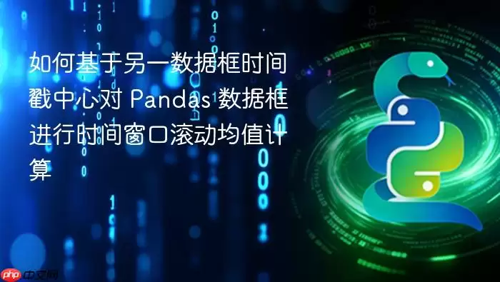 如何基于另一数据框时间戳中心对 Pandas 数据框进行时间窗口滚动均值计算