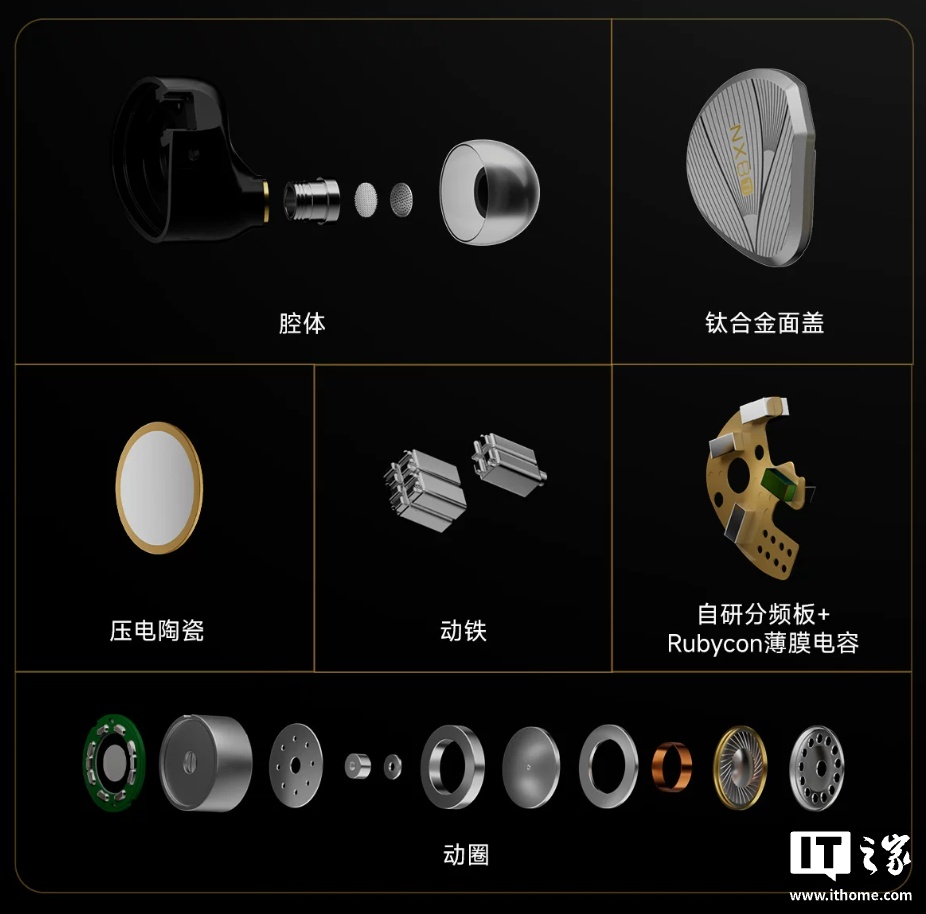 NICEHCK 原道 NX8Ti 限量版入耳式有线耳机发售:一圈六铁一压电八单元架构,1999 元