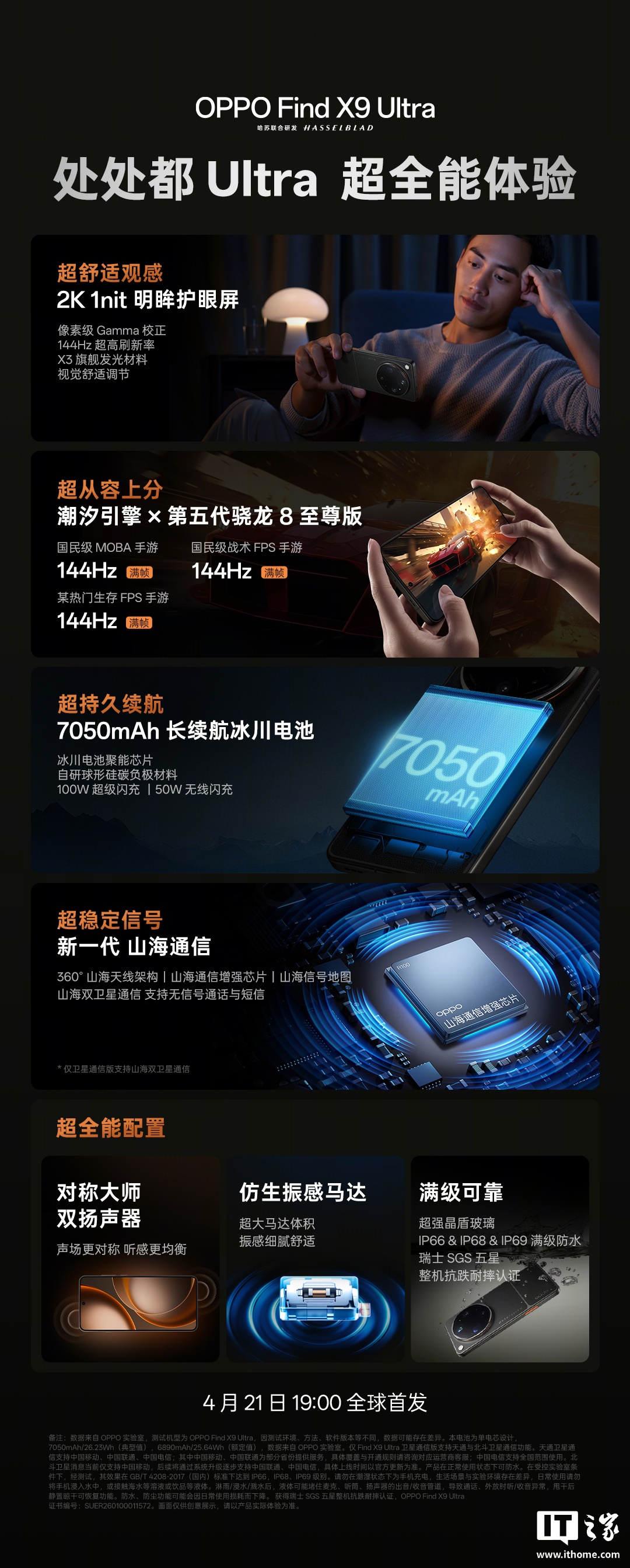 OPPO Find X9 Ultra 新机核心亮点公布:2K 1nit 明眸护眼屏、7050mAh 冰川电池,4 月 21 日首发
