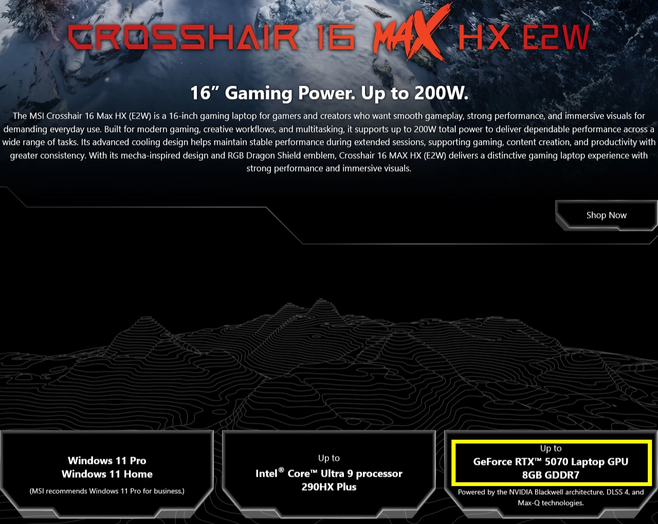 “可选”RTX 5070 12GB，微星推出 2026 款神影 Crosshair 16 Max HX 游戏本