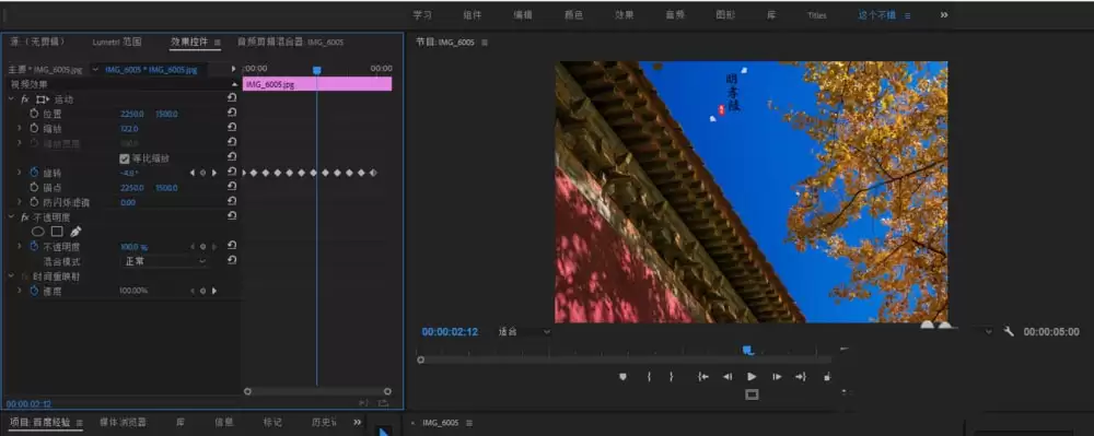 premiere素材怎么添加旋转晃动的效果