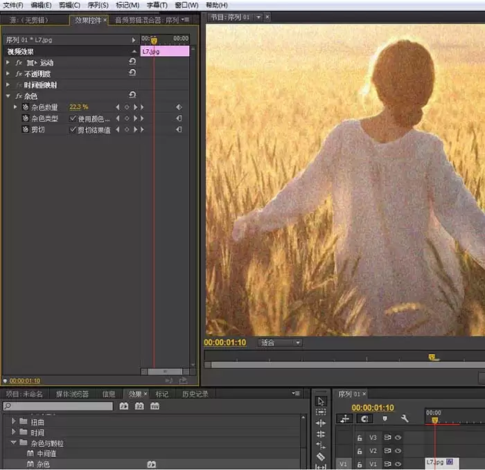 premiere怎么给视频添加杂色效果