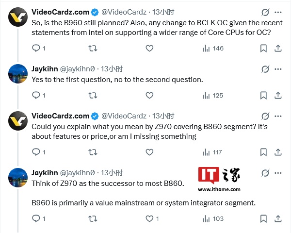 曝英特尔下代 Z970 芯片组将承接当前 B860 大部分市场定位