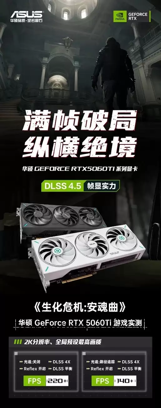 华硕RTX 5060Ti显卡2K高帧护航伴你勇闯浣熊市！