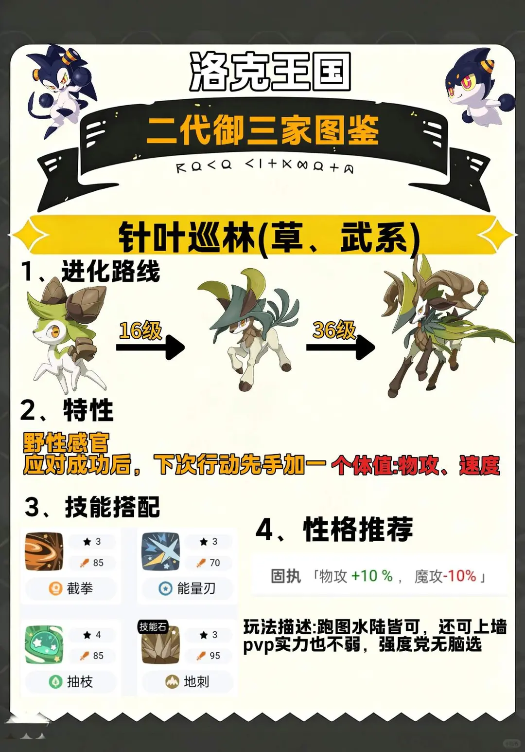 洛克王国世界针叶巡林技能搭配_洛克王国世界针叶巡林技能怎么选