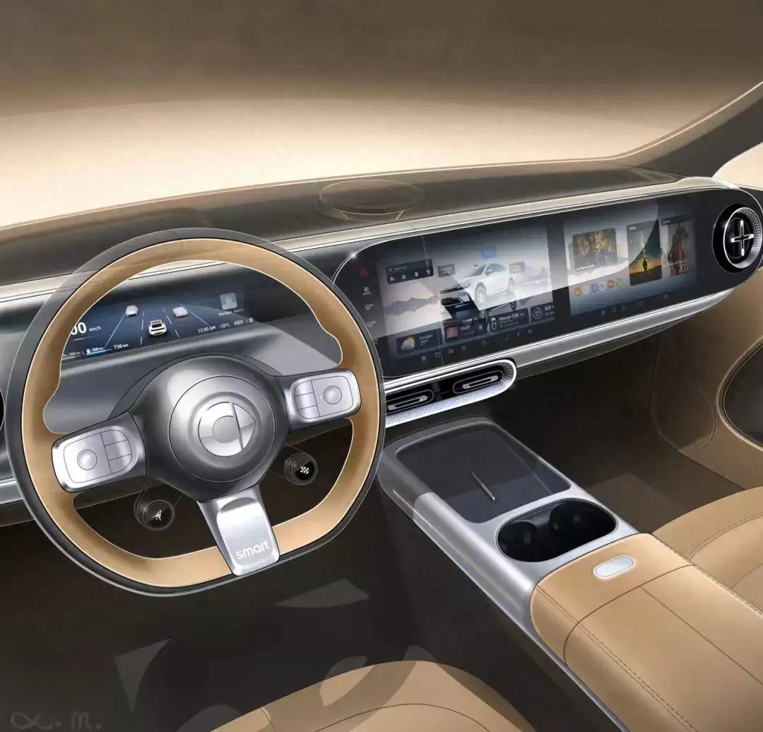 smart精灵#6内饰设计揭晓：双联屏配升降扬声器 豪华掀背轿车新选择