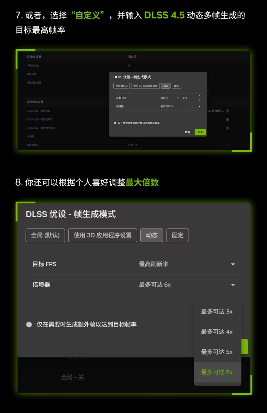 英伟达 DLSS 4.5 动态多帧生成、6 倍多帧生成开启教程公布