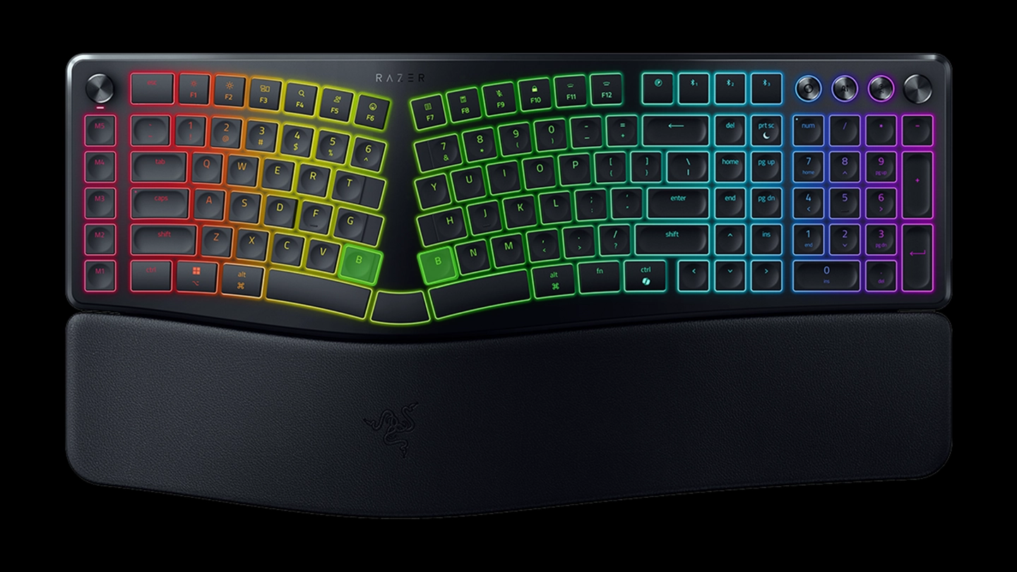 1499 元：雷蛇推出 Alice 全配列人体工学键盘 Razer Pro Type Ergo，集成腕托